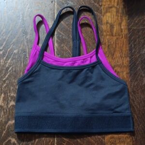 Fabletics Dual-Tone Black and Purple Sports Bra
